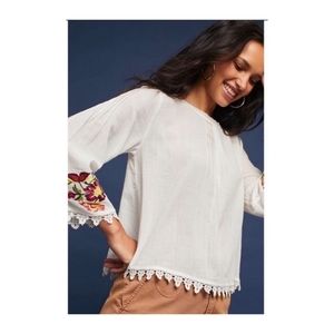 Anthropologie Velvet by Graham Embroidered Top